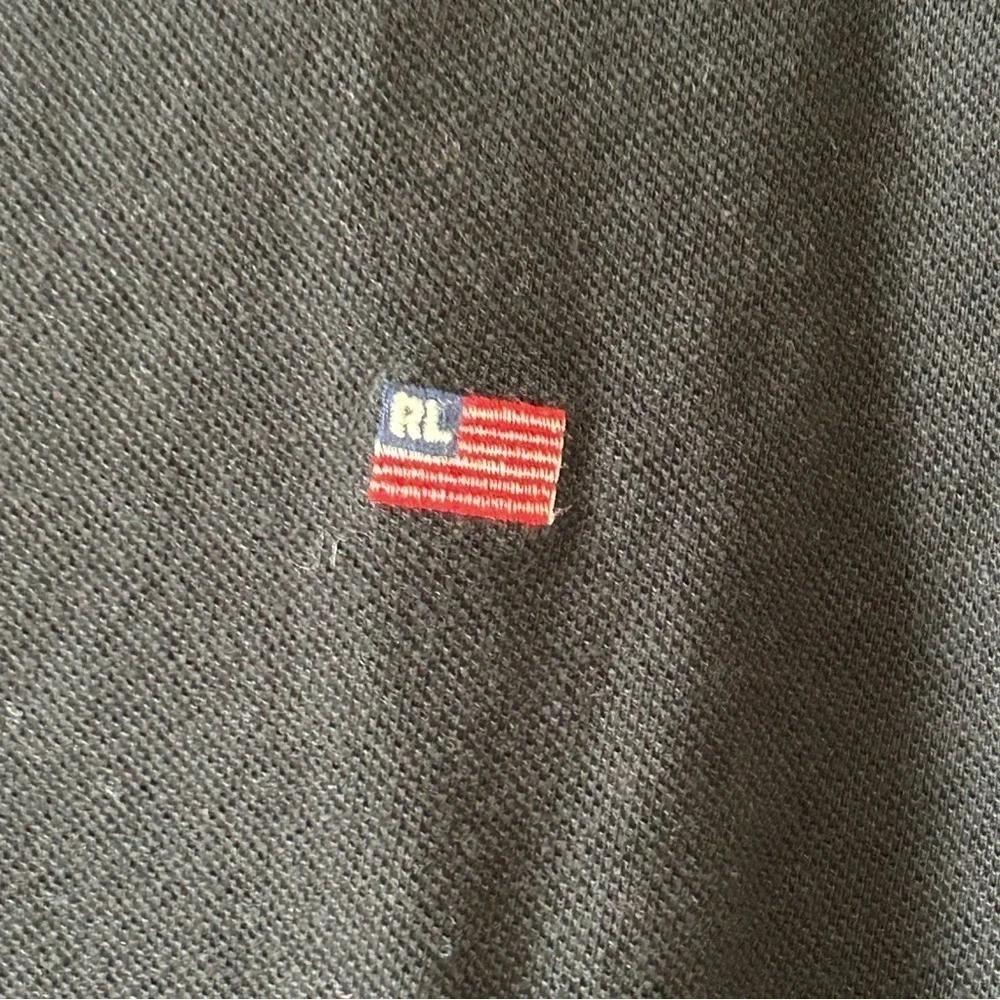 POLO RALPH LAUREN Embroidered USA Flag Logo Black Polo Shirt Men Sz XL